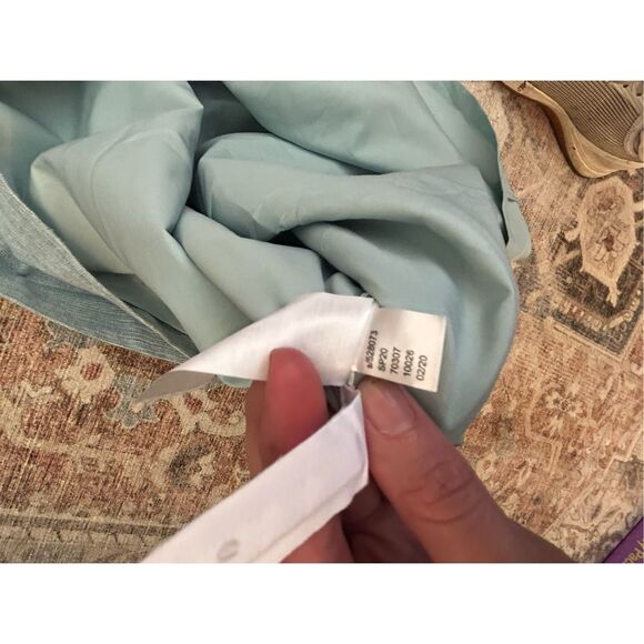 LOFT Linen SEA BLUE W/ SILVER THREADS, Button, Mini Skirt, SIZE 8 - Picture 7 of 9